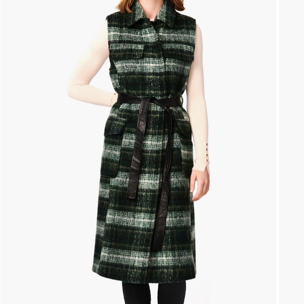 Long line plaid utility vest